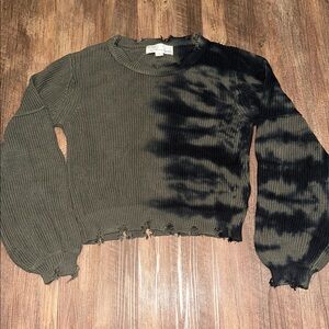 Vintage Havana Long Sleeve Crewneck Distressed Sweater Green Medium